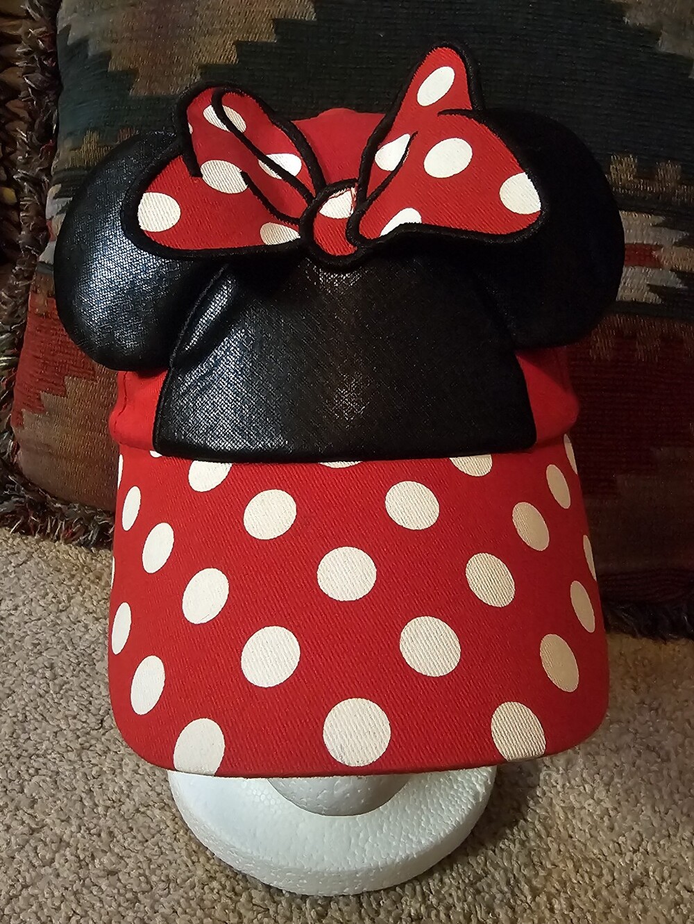 Disney Minnie Mouse Ears Red Polka Dot Adjustable Kids Baseball Cap Hat